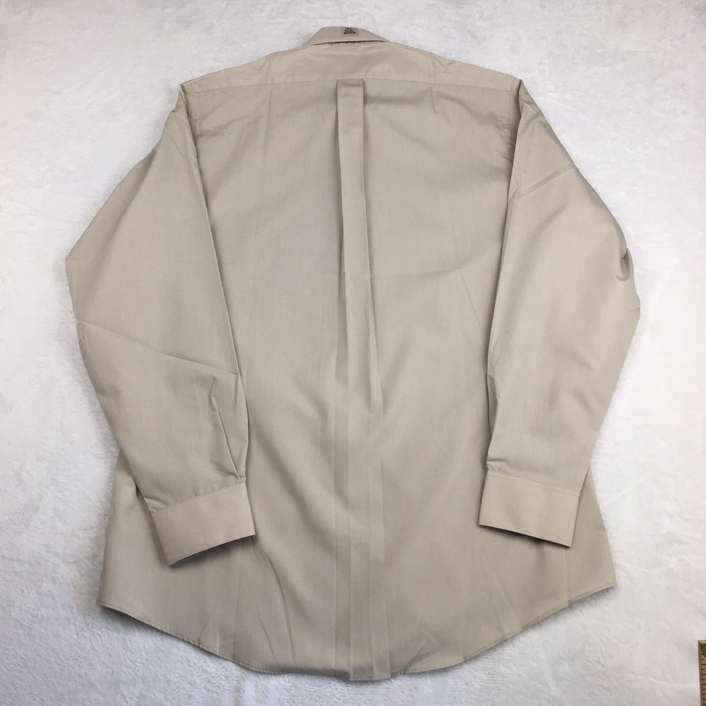 Van Heusen Dress‎ Shirt Men's M 15.5-34/35 Beige Regular Fit Wrinkle Free - Picture 9 of 9